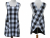 Black and White Plaid Japanese Style Apron front & back views