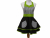 Women's Retro Style Apron Black, White and Green front view tied in back