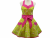 Women's Floral Chartreuse Green & Hot Pink Retro Apron front view tied in front