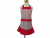 Girl's Blue & Red Floral Stripe Apron front view tied in back