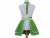 Women's Green Retro Style Apron with Gingham back view