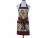 Women's Maroon & Green Floral Apron front view tied in front