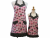 Mother Daughter Pink & Black Ruffled Apron Set front view tied in back