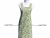 Women's Green & White Floral Cross Back Apron front view pockets