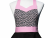 Women's Black & Pink Floral Retro Style Apron closeup of bib fabric