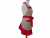 Women's Red & Blue Striped Floral Apron side view