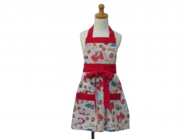 Girl's Cooking Themed Gathered Waist Apron front view tied in front