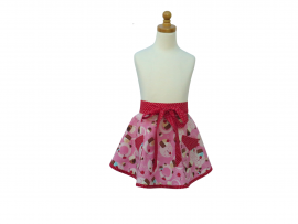 Girl's Pink Half Cupcake Apron front view tied in front