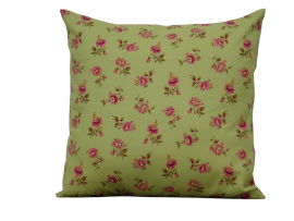 Green & Pink Floral Throw Pillow Cover with Envelope Opening Closure front view