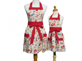 Mother Daughter Matching Cooking Themed Waist Apron Set