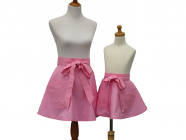 Mother Daughter Matching Solid Retro Style Half Aprons front view