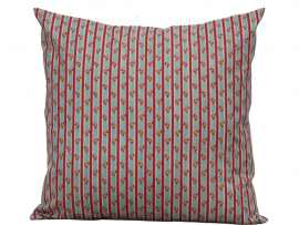 Red & Blue Floral Striped Throw Pillow Cover front view