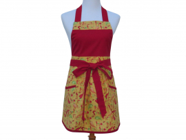 Green, Red & Yellow Chili Peppers Full Apron front view tied in front