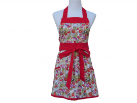 Women's Cute Vegetable Full Apron front view tied in front