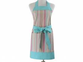 Women's Pink & Blue Striped Apron with Large Pockets
