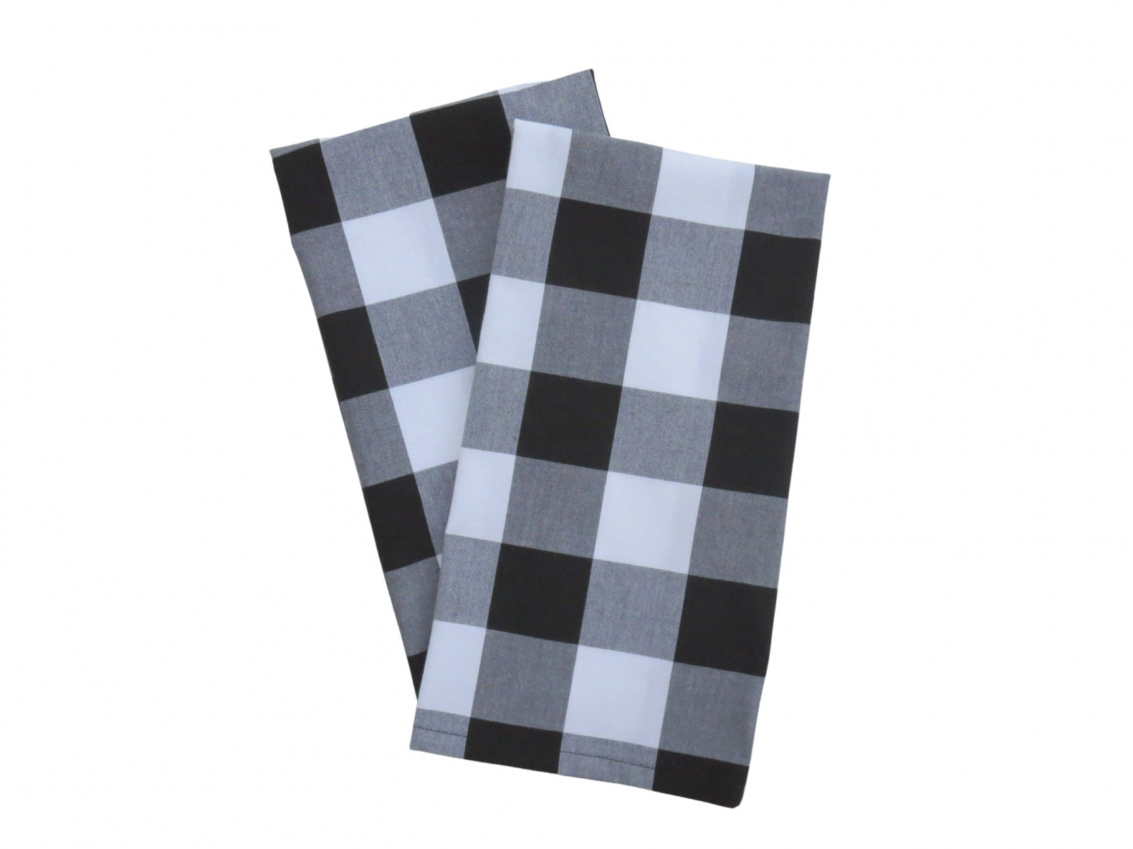 Black & White Plaid Tea Towels, Set of 2, 100% Cotton, 18 x 28
