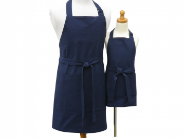 Adult & Child Matching Solid Color Apron Set, in 16 Color Options, Optional Personalization & Child Chef Hat