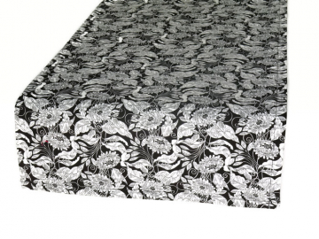 Black and White Floral Table Runner, 100% Cotton in Width & Length Options