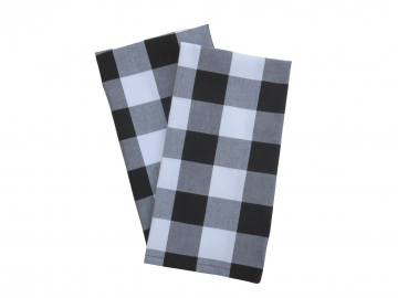 Black & White, Buffalo Plaid Tea Towels, Set of 2, 100% Cotton
