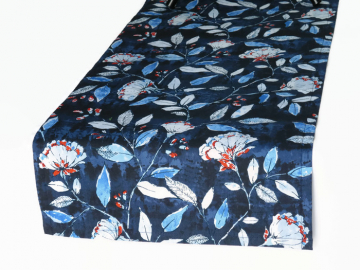 Blue Floral Poppies Cloth Table Runner