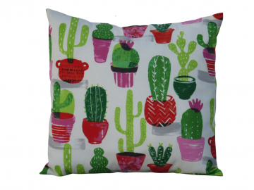 Cactus Throw Pillow Cover in a Succulents Themed 100% Cotton Canvas with Envelope Closure, 18" x 18", 16" x 16", 14" x 14"