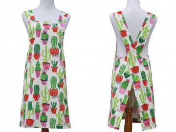 Women's Cactus Themed Japanese Style Apron with Large Pockets