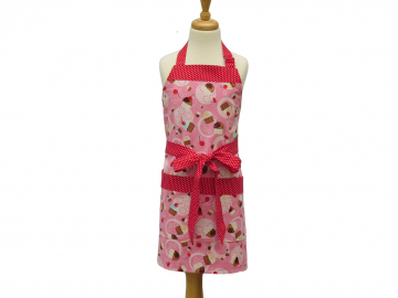 Children's Pink Cupcake Apron with Optional Personalization & Matching Chef Hat