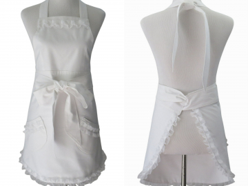 Women's Dressy White Ruffled Apron with Optional Personalization