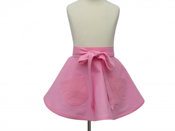 Girl's Solid Color Retro Style Half Apron, in 12 Colors, with Optional Personalization