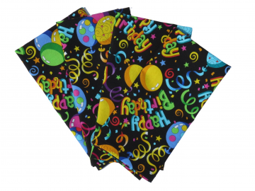 Happy Birthday Cloth Napkins, Set of 4 or 6, Reusable Birthday Party Decor