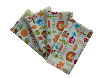 Kids Fall Cloth Napkins, Set of 4 or 6, in a Cute Autumn Themed Cotton for Thanksgiving or School Lunchbox