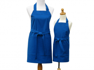 Mother & Daughter or Son Matching Solid Color Apron Set, in 16 Color Options, Optional Personalization & Child Chef Hat