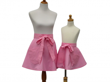 Mother Daughter Solid Color Half Apron Set, in 16 Color Options, with Optional Personalization
