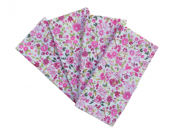 Pretty Pink Floral Napkins, Set of 4 or 6, 100% Cotton