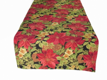Christmas Poinsettia Cloth Table Runner in 8 Length Options