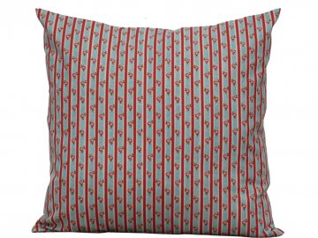 Blue Floral & Red Striped Throw Pillow Cover, 100% Cotton with Envelope Opening Closure, 18" x 18", 16" x 16", 14" x 14"