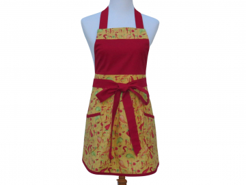 Green, Red & Yellow Chili Peppers Full Apron, with a Pleated Front, 100% Cotton & Optional Personalization