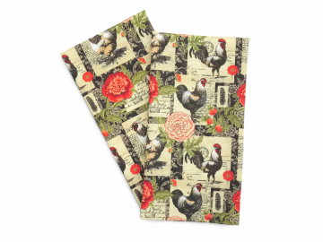 Rooster or Chicken Cotton Tea Towels, Set of 2, 100% Cotton