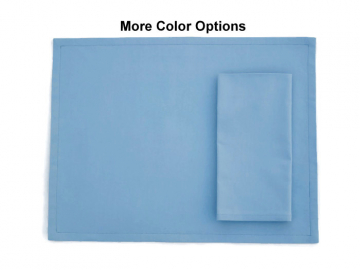 Solid Blue Cloth Placemats with Optional Matching Napkins