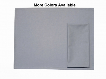 Solid Black, Gray or White Cloth Placemats with Optional Matching Napkins