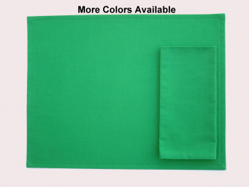 Solid Green Cloth Placemats in 9 Colors with Optional Matching Napkins