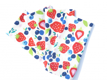 Strawberries & Blueberries Cloth Napkins, Set of 4 or 6