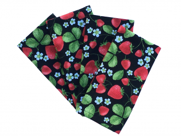 Strawberries on Vines Cloth Napkins, in a Pretty Fruit Cotton Print, Set of 4 or 6