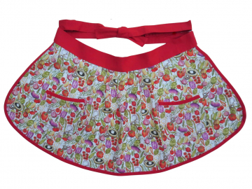 Women's Cute Vegetable Half or Full Apron, with a Pleated Front, 100% Cotton