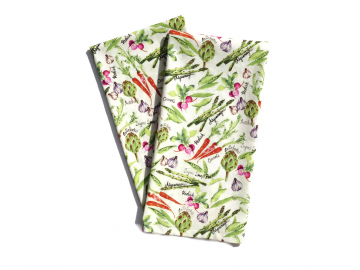 Vegetable Themed Tea Towels, Set of 2, 100% Cotton