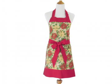 Women's Christmas Poinsettia Apron with Large Pockets and Optional Personalization