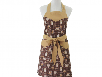 Women's Brown Coffee Themed Full Apron