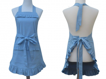 Women's Flirty Solid Color Ruffled Apron in 16 Color Options and with Optional Personalization